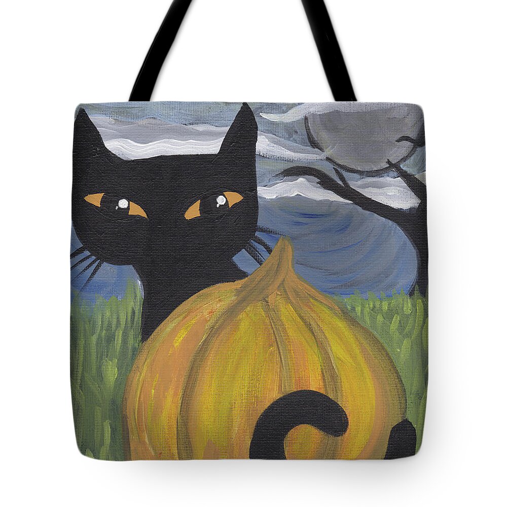 Canvas Shopping Tote Bag Pumpkin and Black Cat Halloween A Pumpkin Beach Bags for Women 